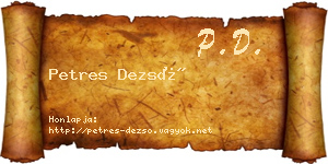 Petres Dezső névjegykártya